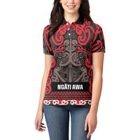 Aotearoa Iwi Ngati Awa Women Polo Shirt Maori Wharenui House Tribal Pattern