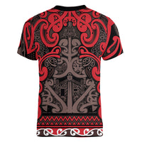 Aotearoa Iwi Ngati Awa Women V-Neck T-Shirt Maori Wharenui House Tribal Pattern