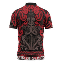 Aotearoa Iwi Ngati Awa Zipper Polo Shirt Maori Wharenui House Tribal Pattern