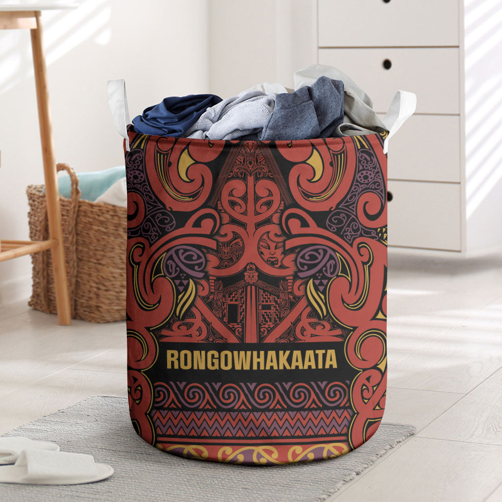 Aotearoa Iwi Rongowhakaata Laundry Basket Maori Wharenui House Tribal Pattern LT9 Brick Red - Polynesian Pride