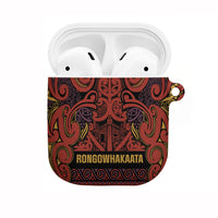 Aotearoa Iwi Rongowhakaata AirPods Case Maori Wharenui House Tribal Pattern LT9 Brick Red - Polynesian Pride