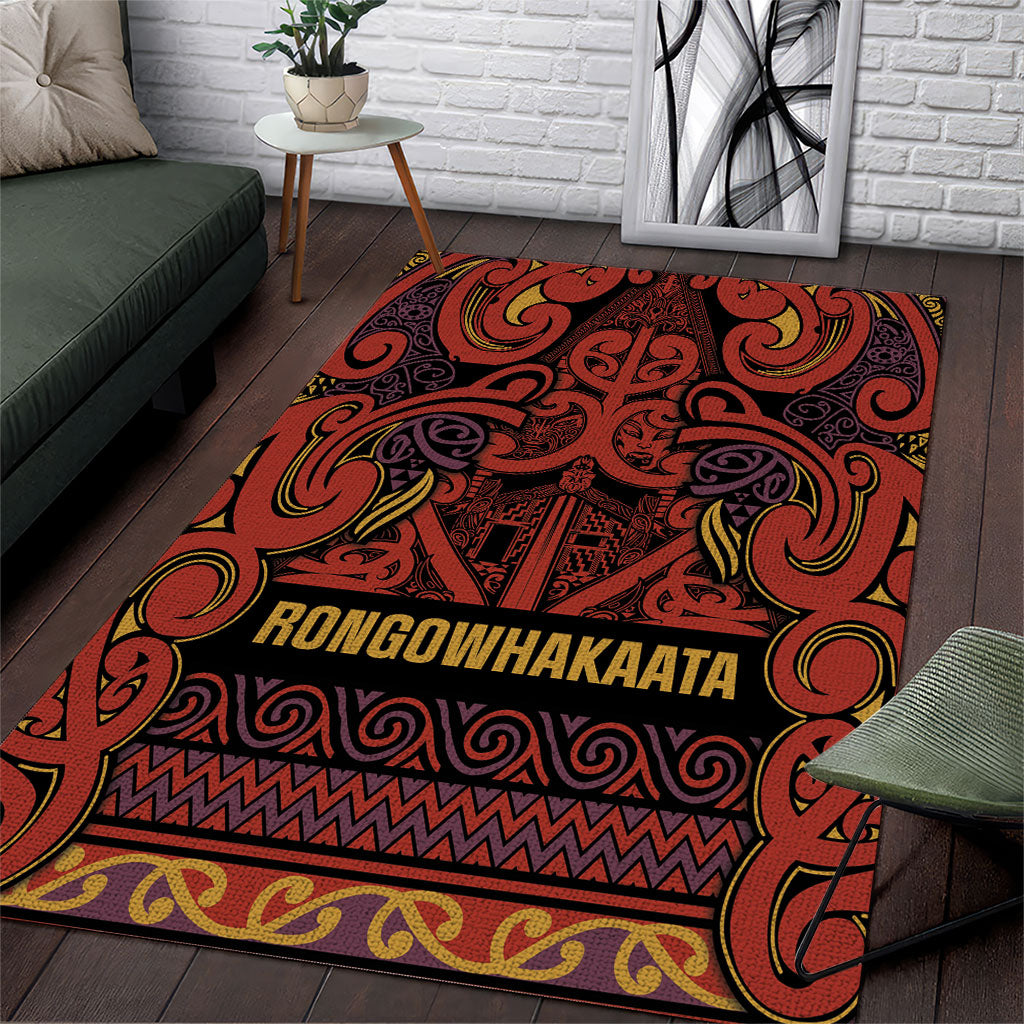 Aotearoa Iwi Rongowhakaata Area Rug Maori Wharenui House Tribal Pattern LT9 Brick Red - Polynesian Pride