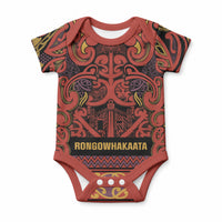 Aotearoa Iwi Rongowhakaata Baby Onesie Maori Wharenui House Tribal Pattern