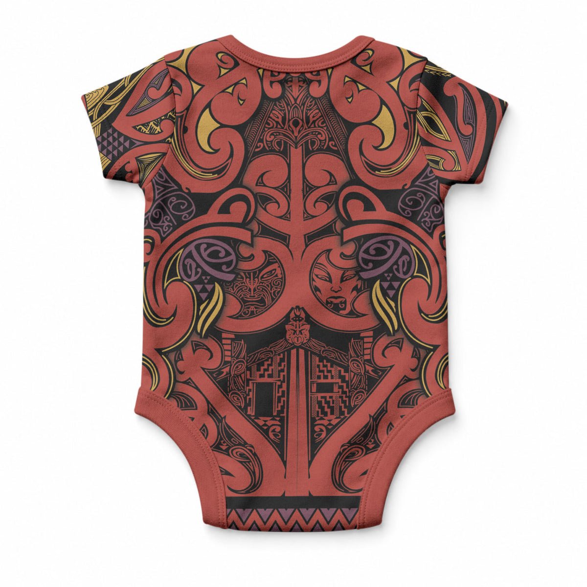 Aotearoa Iwi Rongowhakaata Baby Onesie Maori Wharenui House Tribal Pattern