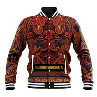 Aotearoa Iwi Rongowhakaata Baseball Jacket Maori Wharenui House Tribal Pattern