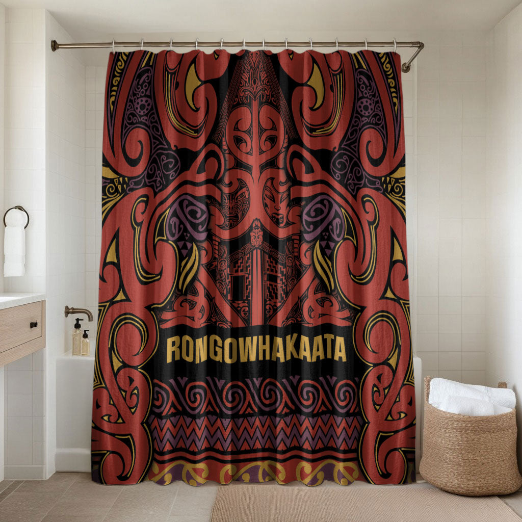Aotearoa Iwi Rongowhakaata Bathroom Set Maori Wharenui House Tribal Pattern