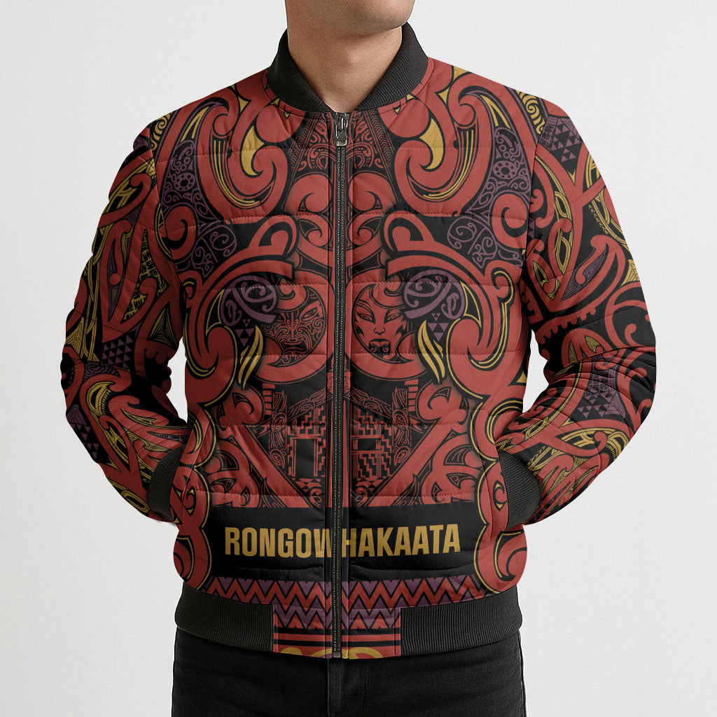 Aotearoa Iwi Rongowhakaata Bomber Puffer Jacket Maori Wharenui House Tribal Pattern LT9 - Polynesian Pride