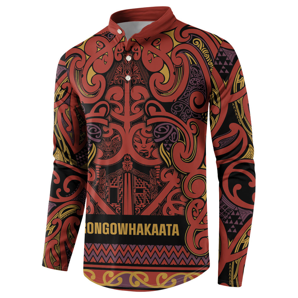 Aotearoa Iwi Rongowhakaata Button Sweatshirt Maori Wharenui House Tribal Pattern LT9 - Polynesian Pride