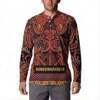 Aotearoa Iwi Rongowhakaata Button Sweatshirt Maori Wharenui House Tribal Pattern LT9 - Polynesian Pride