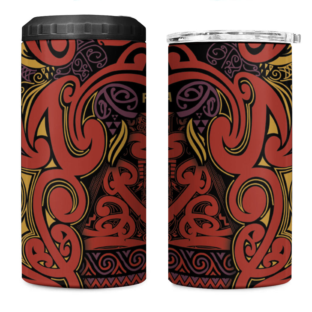 Aotearoa Iwi Rongowhakaata 4 in 1 Can Cooler Tumbler Maori Wharenui House Tribal Pattern LT9 One Size: 16 oz Brick Red - Polynesian Pride