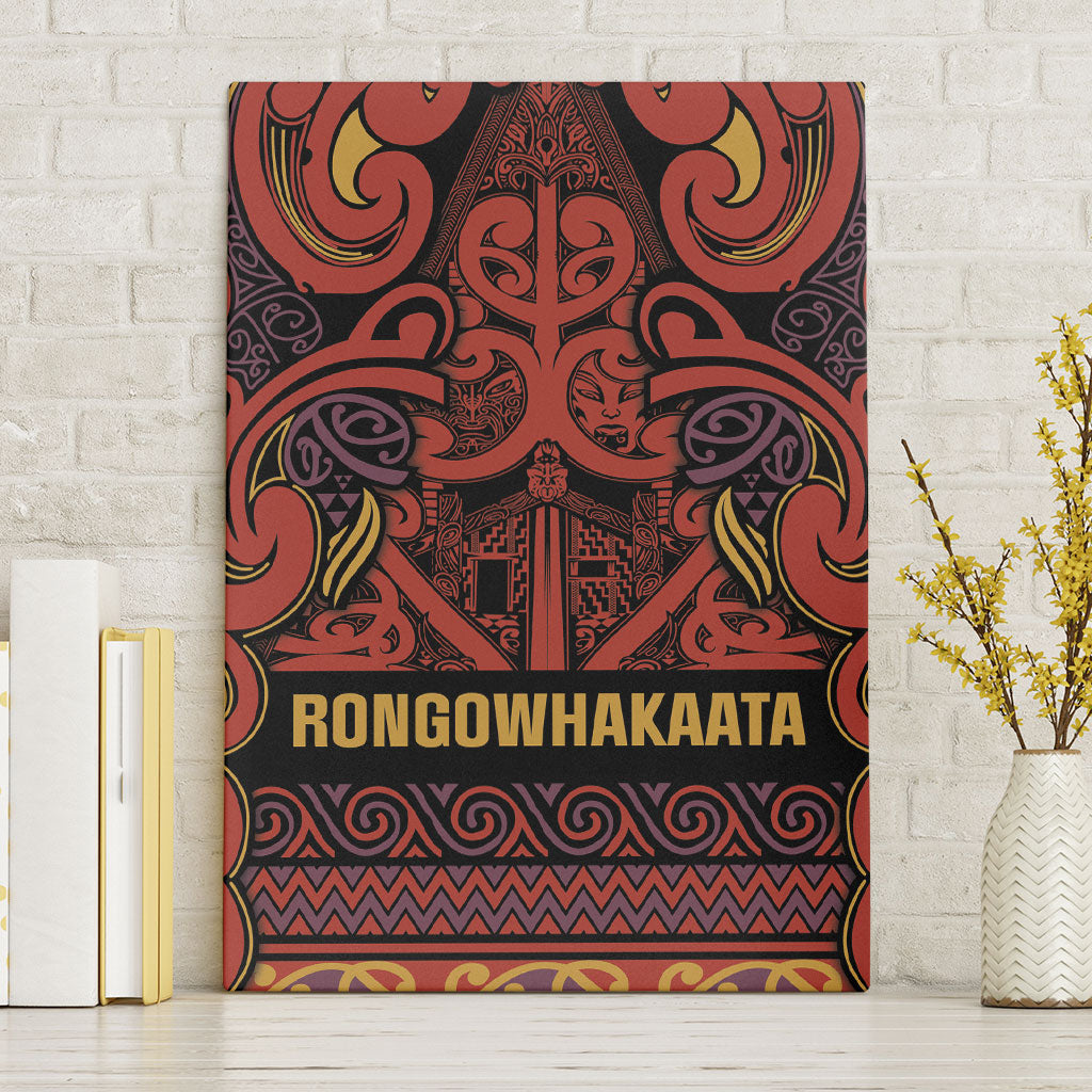 Aotearoa Iwi Rongowhakaata Canvas Wall Art Maori Wharenui House Tribal Pattern LT9 Without Frame Brick Red - Polynesian Pride