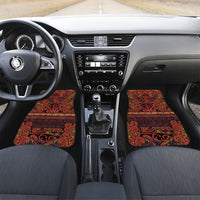 Aotearoa Iwi Rongowhakaata Car Mats Maori Wharenui House Tribal Pattern LT9 Set 2pcs - Front Brick Red - Polynesian Pride