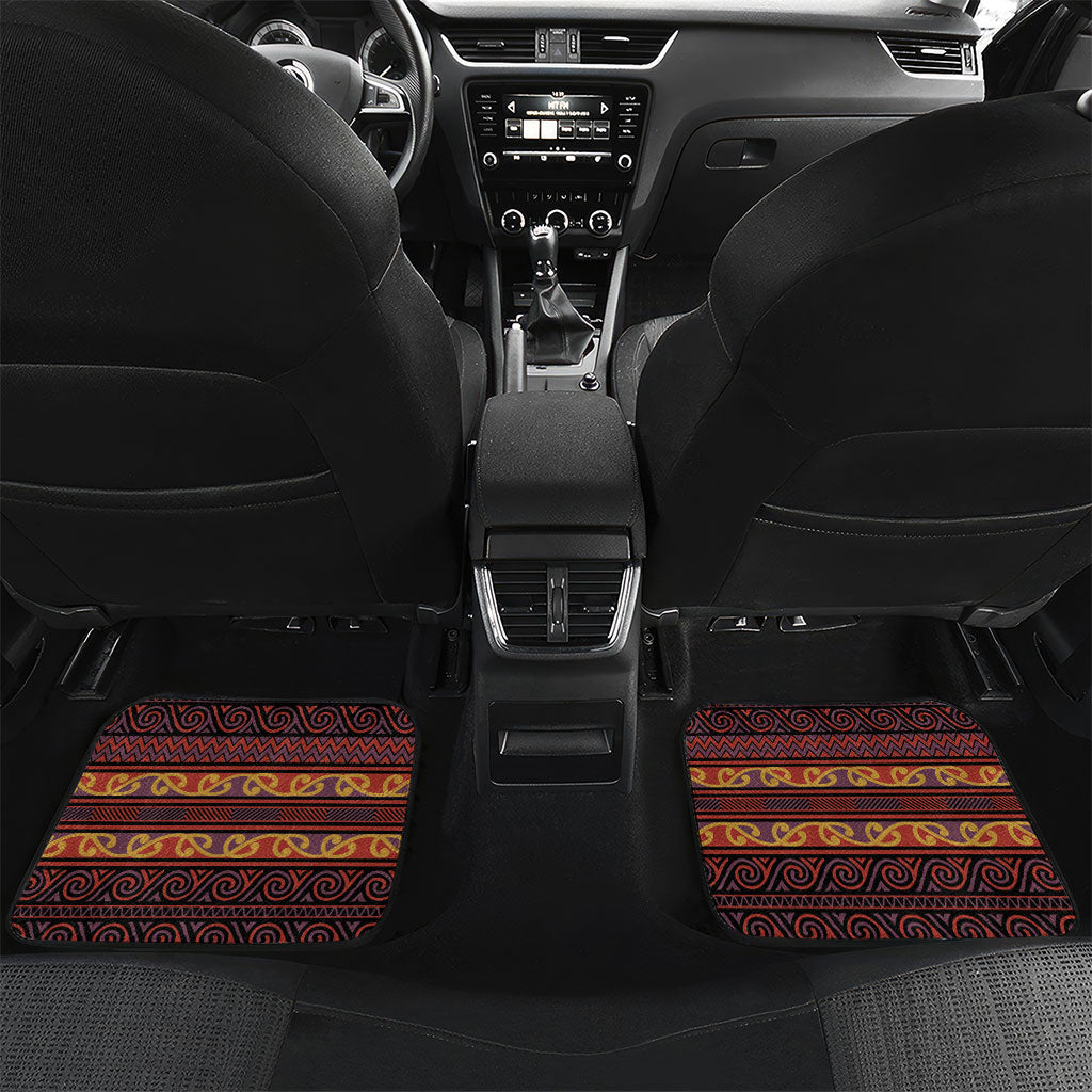 Aotearoa Iwi Rongowhakaata Car Mats Maori Wharenui House Tribal Pattern LT9 Set 2pcs - Back Brick Red - Polynesian Pride