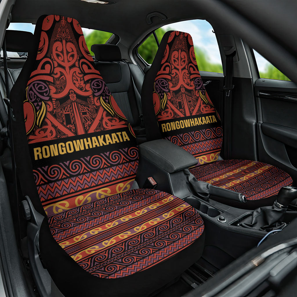 Aotearoa Iwi Rongowhakaata Car Seat Cover Maori Wharenui House Tribal Pattern LT9 One Size Brick Red - Polynesian Pride