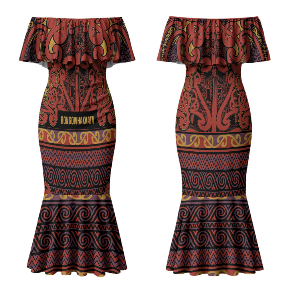 Aotearoa Iwi Rongowhakaata Couples Matching Mermaid Dress and Hawaiian Shirt Maori Wharenui House Tribal Pattern LT9 - Polynesian Pride