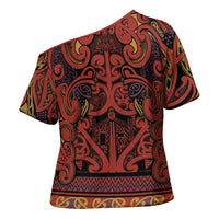 Aotearoa Iwi Rongowhakaata Cross Shoulder Shirt Maori Wharenui House Tribal Pattern LT9 - Polynesian Pride