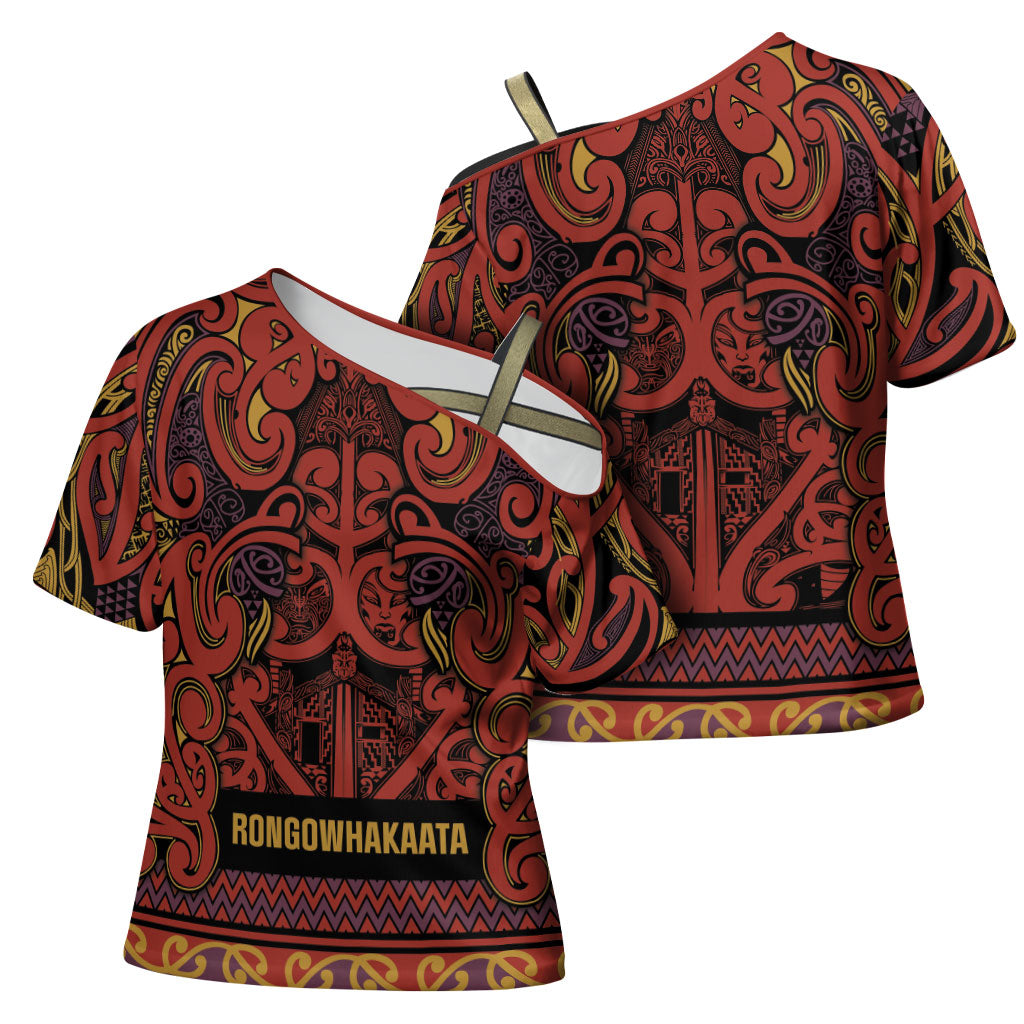 Aotearoa Iwi Rongowhakaata Cross Shoulder Shirt Maori Wharenui House Tribal Pattern LT9 - Polynesian Pride