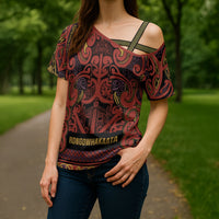 Aotearoa Iwi Rongowhakaata Cross Shoulder Shirt Maori Wharenui House Tribal Pattern LT9 - Polynesian Pride