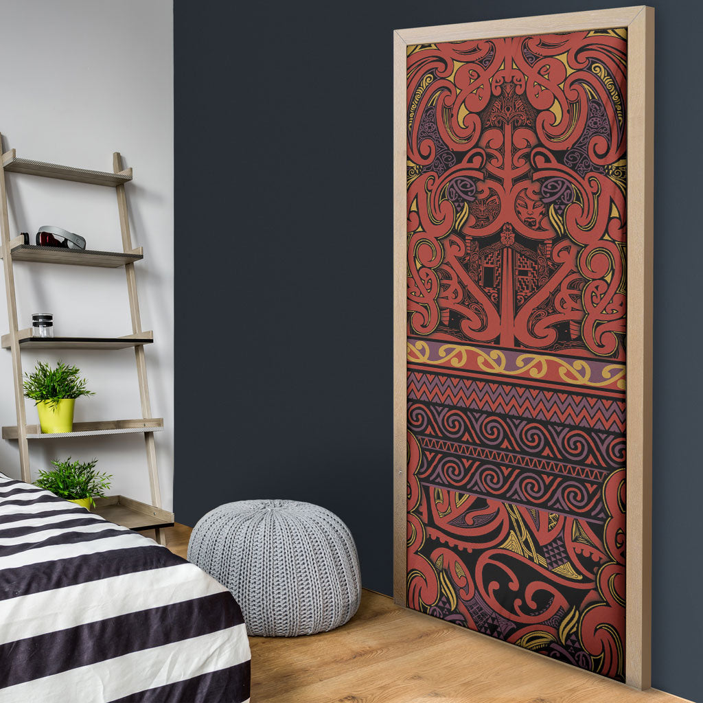 Aotearoa Iwi Rongowhakaata Door Cover Maori Wharenui House Tribal Pattern LT9 - Polynesian Pride