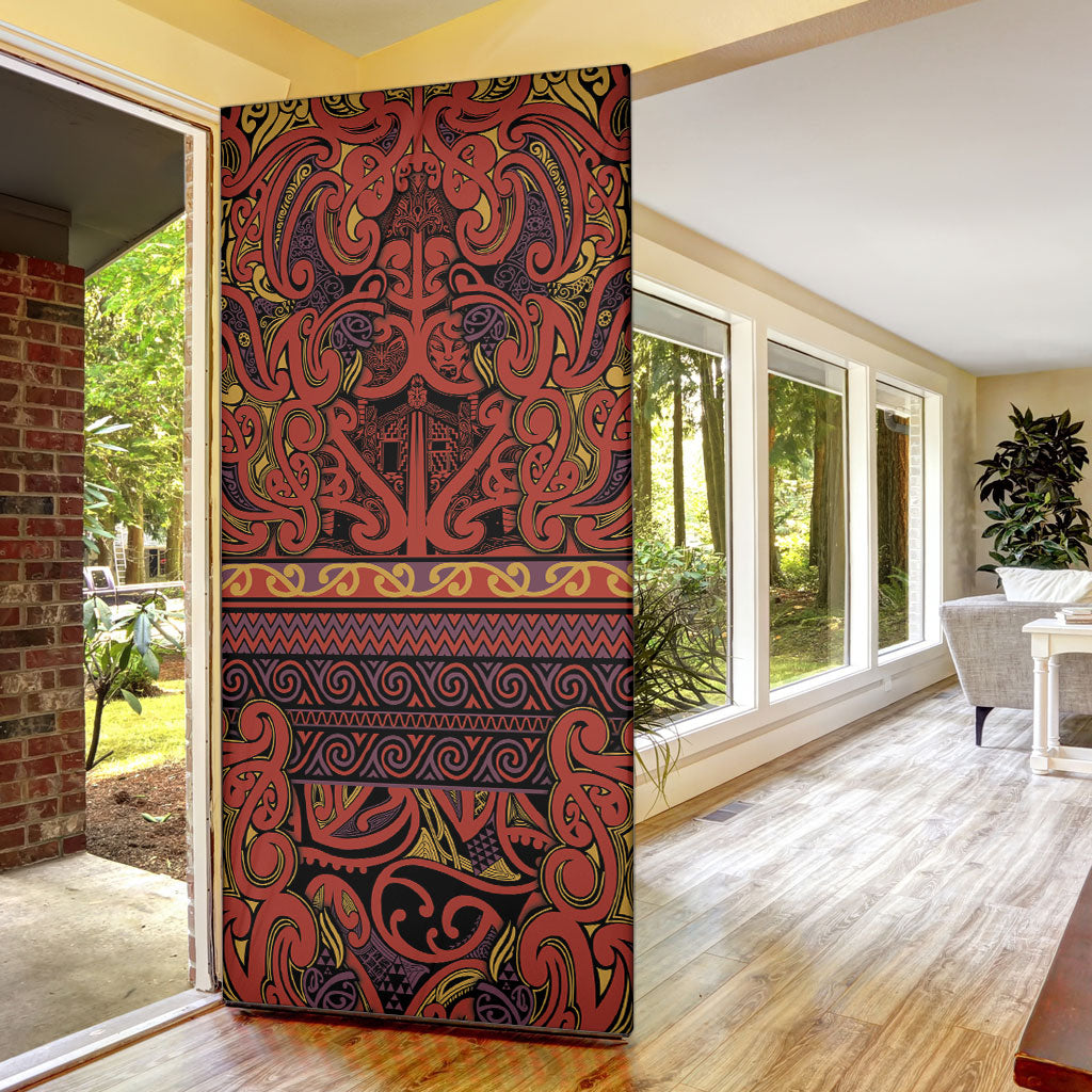 Aotearoa Iwi Rongowhakaata Door Cover Maori Wharenui House Tribal Pattern LT9 - Polynesian Pride