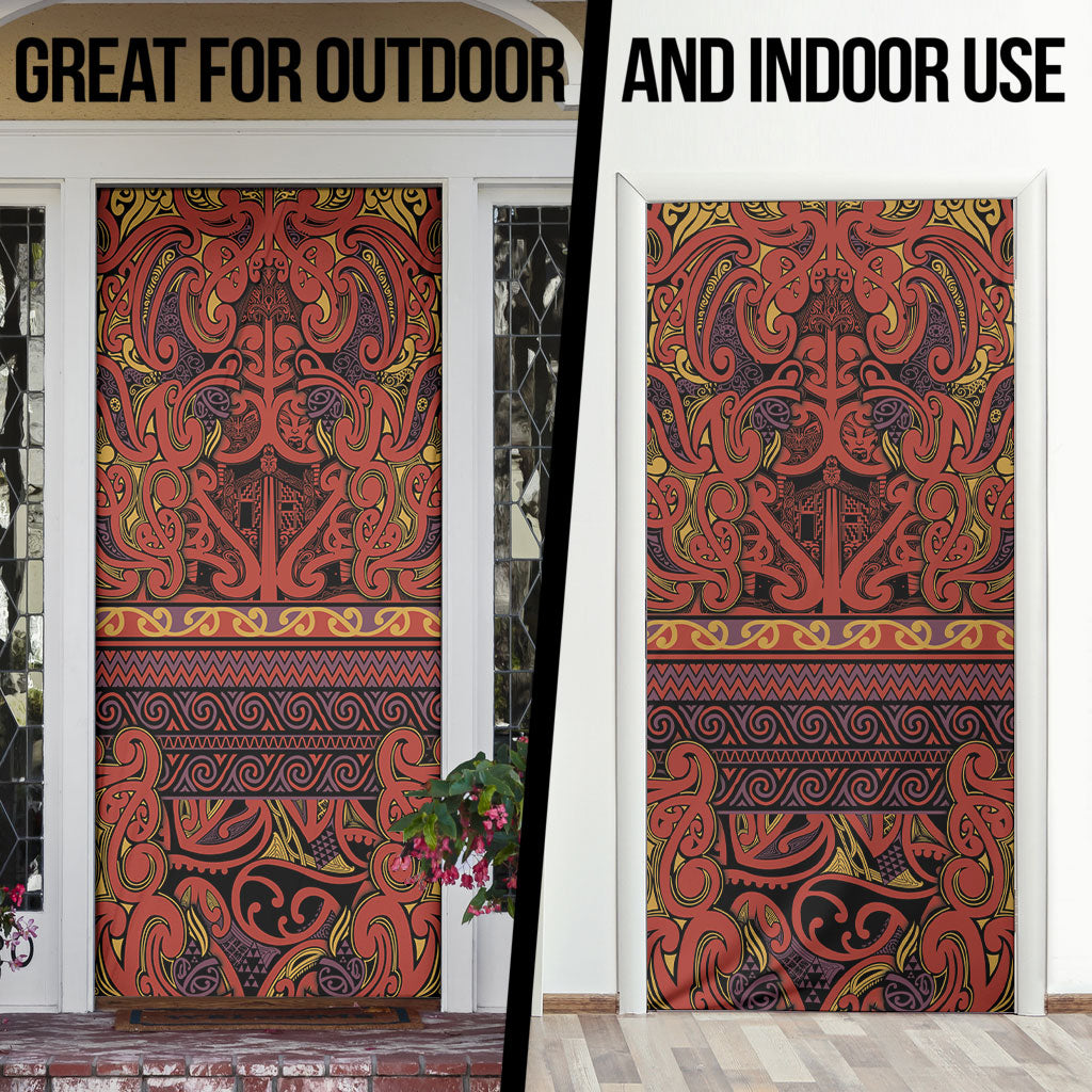Aotearoa Iwi Rongowhakaata Door Cover Maori Wharenui House Tribal Pattern LT9 - Polynesian Pride