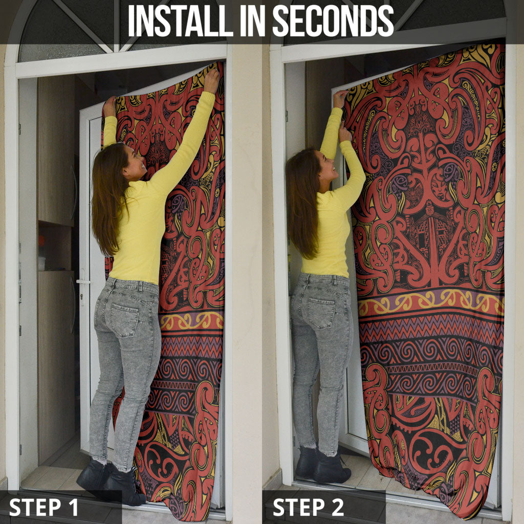 Aotearoa Iwi Rongowhakaata Door Cover Maori Wharenui House Tribal Pattern LT9 - Polynesian Pride