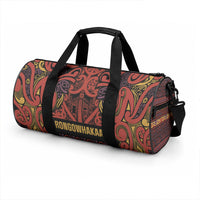 Aotearoa Iwi Rongowhakaata Duffle Bag Maori Wharenui House Tribal Pattern