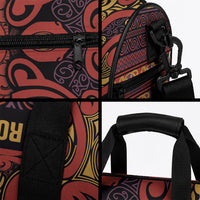 Aotearoa Iwi Rongowhakaata Duffle Bag Maori Wharenui House Tribal Pattern