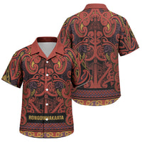 Aotearoa Iwi Rongowhakaata Family Matching Puletasi and Hawaiian Shirt Maori Wharenui House Tribal Pattern LT9 Son's Shirt Brick Red - Polynesian Pride