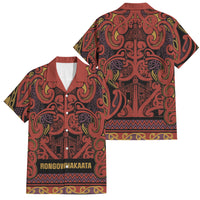 Aotearoa Iwi Rongowhakaata Family Matching Tank Maxi Dress and Hawaiian Shirt Maori Wharenui House Tribal Pattern LT9 Dad's Shirt - Short Sleeve Brick Red - Polynesian Pride