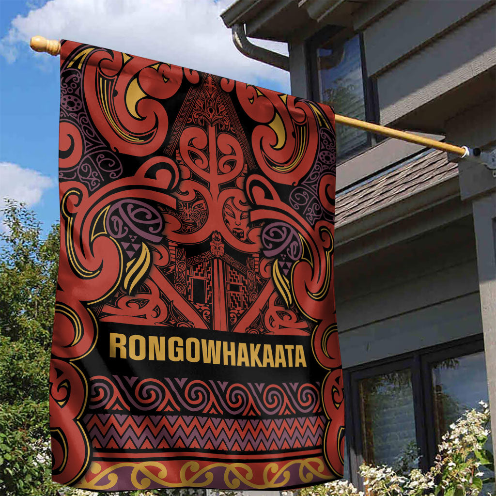 Aotearoa Iwi Rongowhakaata Garden Flag Maori Wharenui House Tribal Pattern LT9 - Polynesian Pride