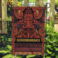 Aotearoa Iwi Rongowhakaata Garden Flag Maori Wharenui House Tribal Pattern LT9 Garden Flag Brick Red - Polynesian Pride