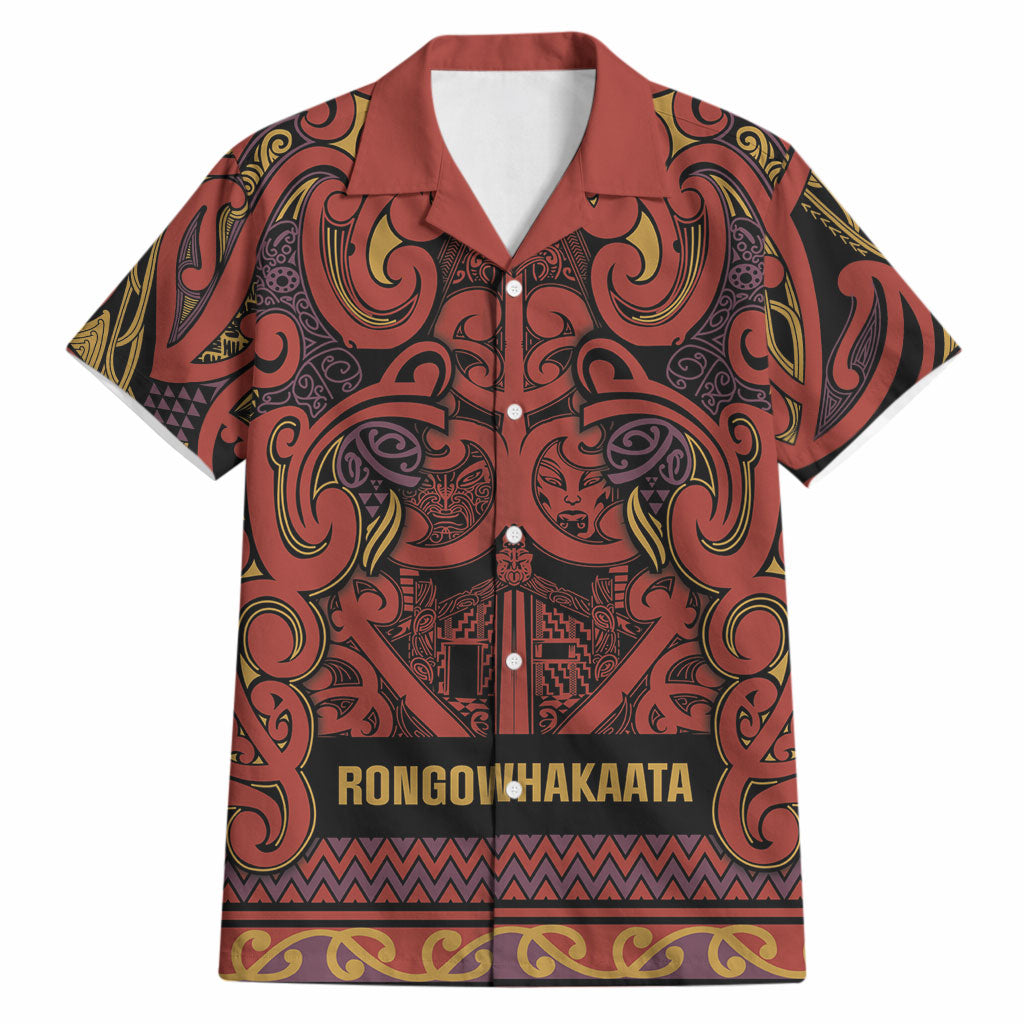 Aotearoa Iwi Rongowhakaata Hawaiian Shirt Maori Wharenui House Tribal Pattern LT9 Brick Red - Polynesian Pride
