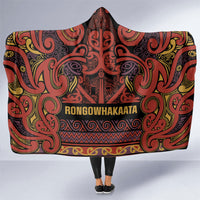 Aotearoa Iwi Rongowhakaata Hooded Blanket Maori Wharenui House Tribal Pattern LT9 One Size Brick Red - Polynesian Pride