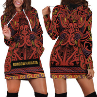 Aotearoa Iwi Rongowhakaata Hoodie Dress Maori Wharenui House Tribal Pattern