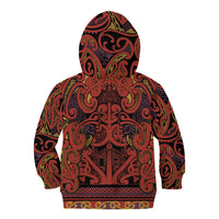 Aotearoa Iwi Rongowhakaata Kid Hoodie Maori Wharenui House Tribal Pattern LT9 - Polynesian Pride