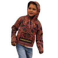 Aotearoa Iwi Rongowhakaata Kid Hoodie Maori Wharenui House Tribal Pattern LT9 - Polynesian Pride