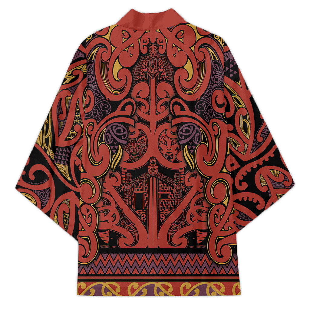 Aotearoa Iwi Rongowhakaata Kimono Maori Wharenui House Tribal Pattern LT9 - Polynesian Pride
