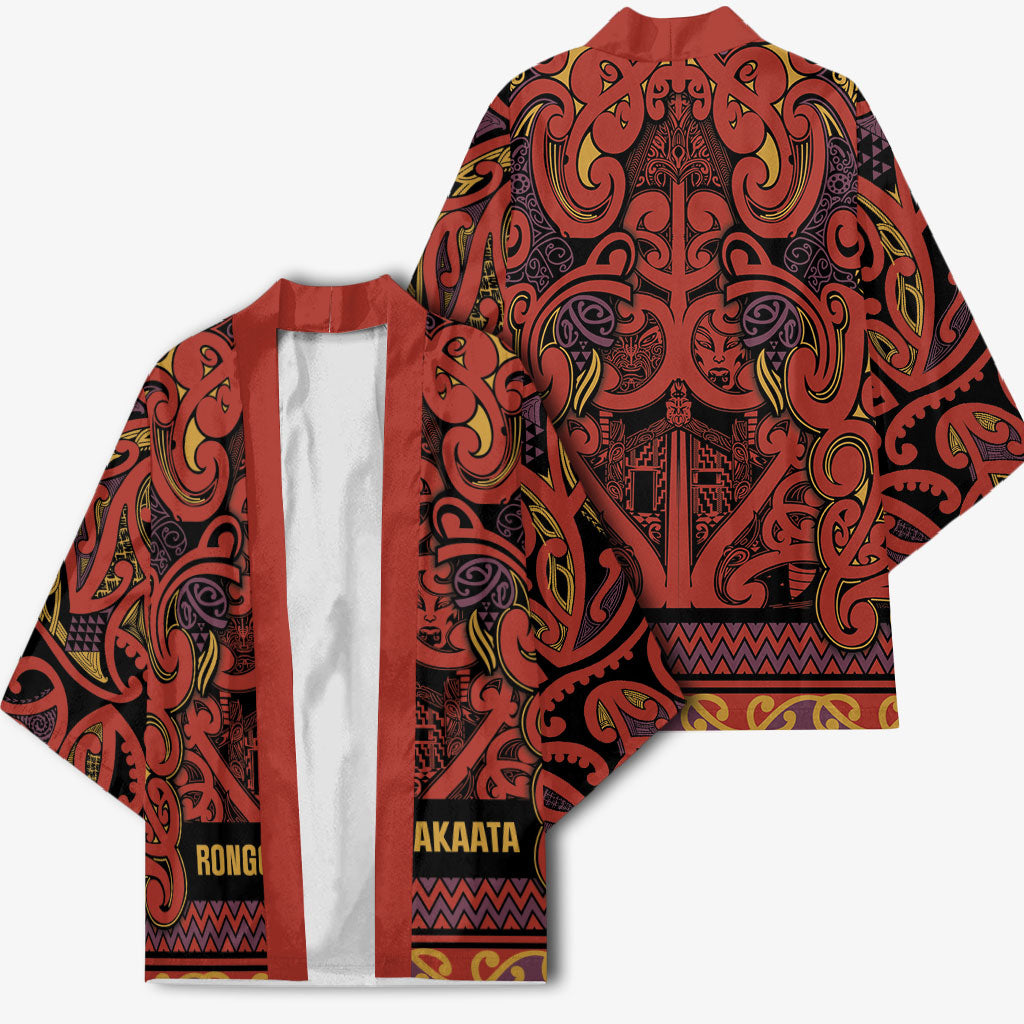 Aotearoa Iwi Rongowhakaata Kimono Maori Wharenui House Tribal Pattern LT9 - Polynesian Pride