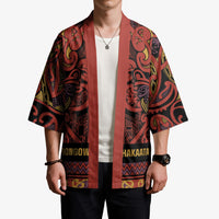 Aotearoa Iwi Rongowhakaata Kimono Maori Wharenui House Tribal Pattern LT9 - Polynesian Pride