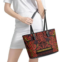 Aotearoa Iwi Rongowhakaata Leather Tote Bag Maori Wharenui House Tribal Pattern LT9 - Polynesian Pride