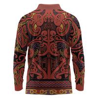 Aotearoa Iwi Rongowhakaata Long Sleeve Polo Shirt Maori Wharenui House Tribal Pattern LT9 - Polynesian Pride