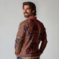 Aotearoa Iwi Rongowhakaata Long Sleeve Polo Shirt Maori Wharenui House Tribal Pattern LT9 - Polynesian Pride