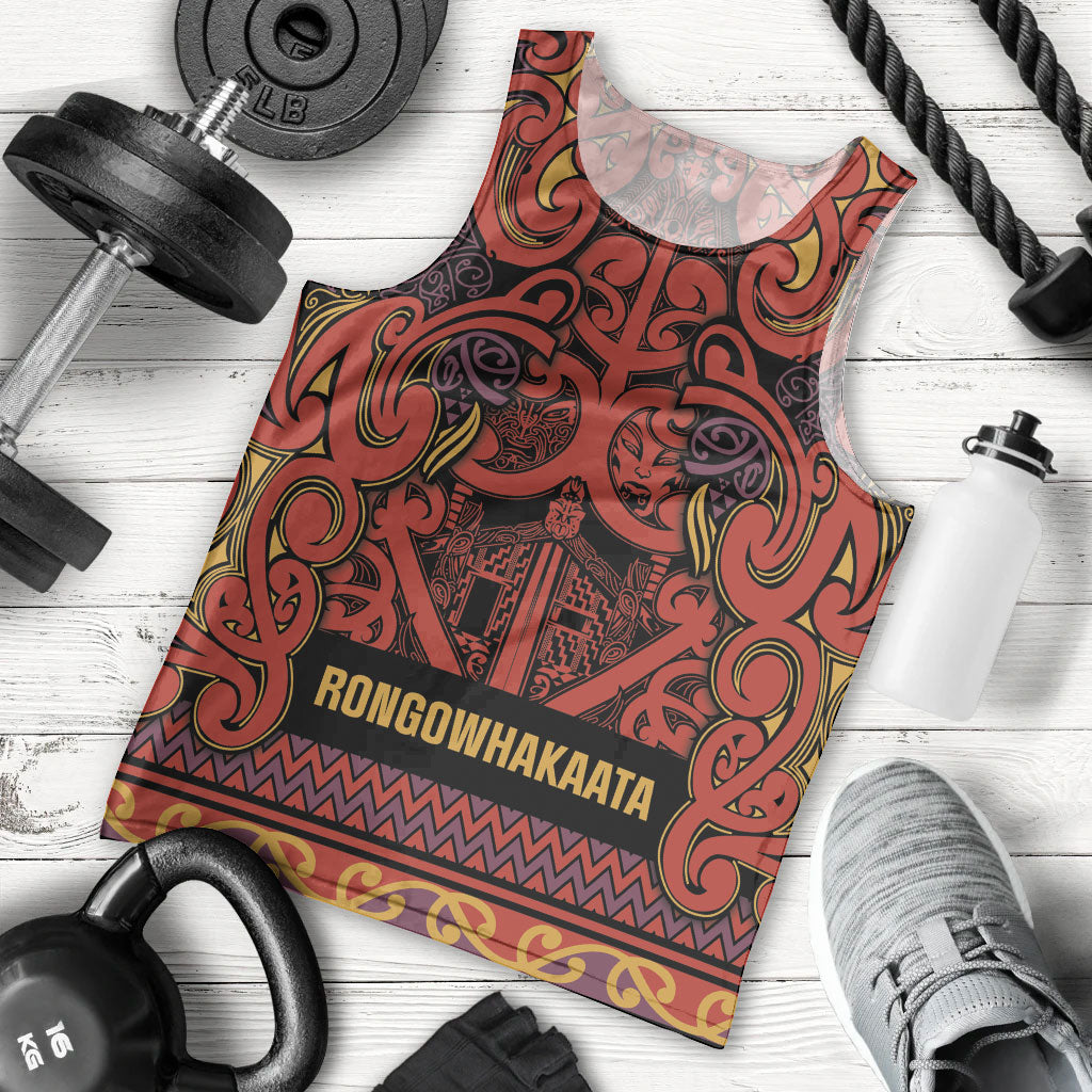 Aotearoa Iwi Rongowhakaata Men Tank Top Maori Wharenui House Tribal Pattern LT9 - Polynesian Pride