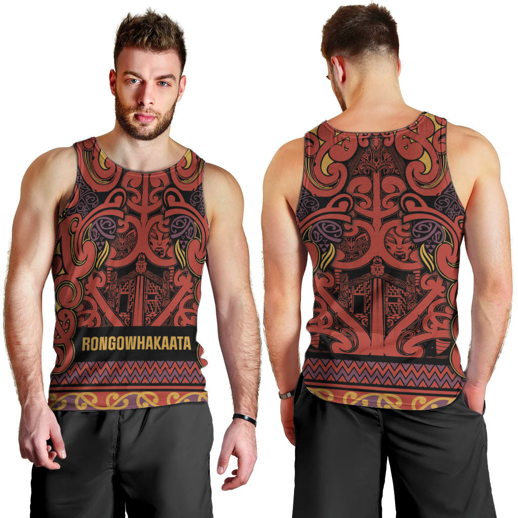 Aotearoa Iwi Rongowhakaata Men Tank Top Maori Wharenui House Tribal Pattern LT9 - Polynesian Pride