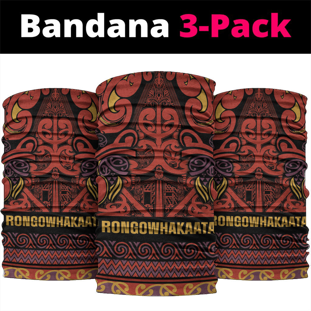 Aotearoa Iwi Rongowhakaata Neck Gaiter Maori Wharenui House Tribal Pattern LT9 package One Size: 25*50cm Brick Red - Polynesian Pride