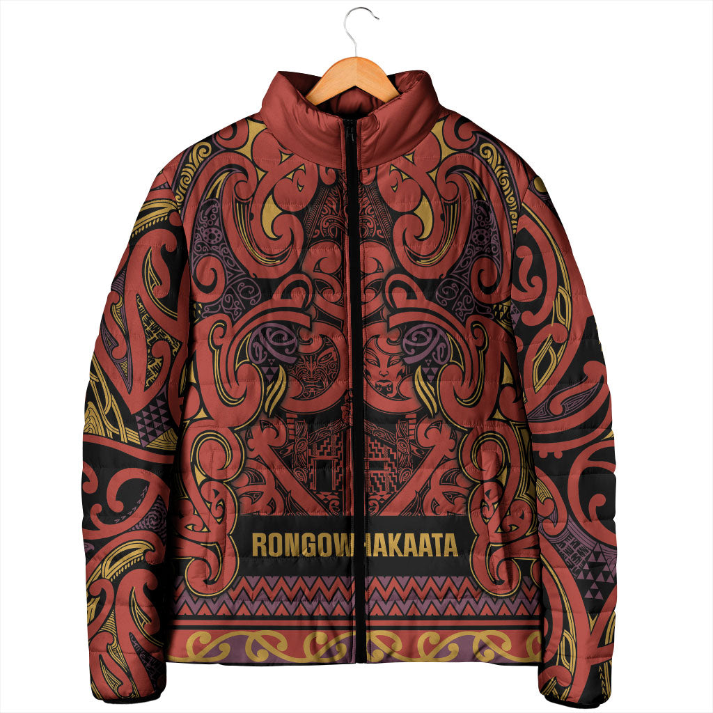 Aotearoa Iwi Rongowhakaata Padded Jacket Maori Wharenui House Tribal Pattern LT9 - Polynesian Pride