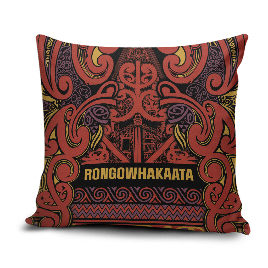 Aotearoa Iwi Rongowhakaata Pillow Cover Maori Wharenui House Tribal Pattern LT9 Brick Red - Polynesian Pride