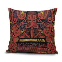 Aotearoa Iwi Rongowhakaata Pillow Cover Maori Wharenui House Tribal Pattern LT9 Brick Red - Polynesian Pride