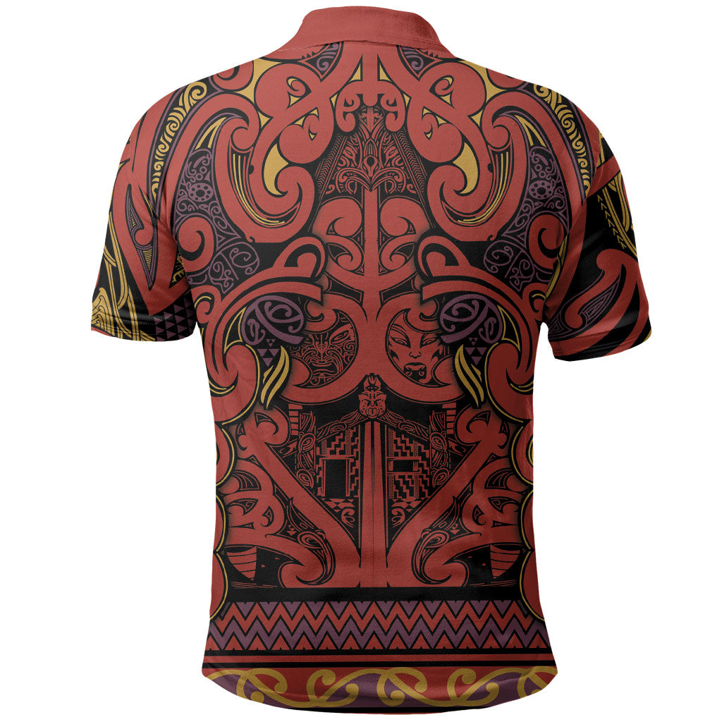 Aotearoa Iwi Rongowhakaata Polo Shirt Maori Wharenui House Tribal Pattern